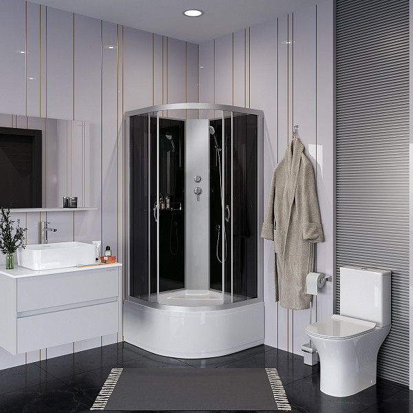 Душ.каб. NG-2507-14BK (800х800х2000) высокий поддон(40см) стекло ТОНИРОВАННОЕ 4 места