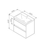 M85AFHX0652BM X-Joy, База под раковину, подвесная, 65 см, 2 ящика, черный матовый