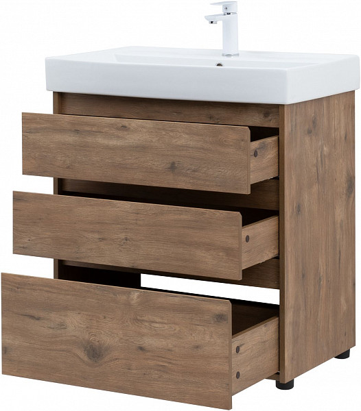 Тумба под раковину Aquanet Nova Lite 75 дуб рустикальный (3 ящика) 00302474