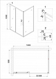 Душ.ограждение NG-62-13A-A90 (130*90*190) прямоугольник, дверь раздвижная, 2 места