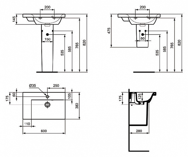 Раковина Ideal Standard Connect Space E136501