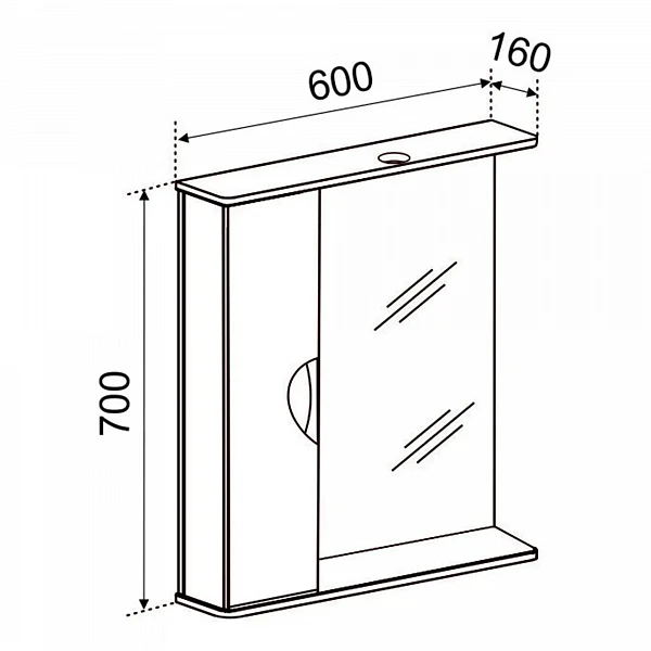 Зеркало со шкафчиком Emmy Милли (Левое) 60х70