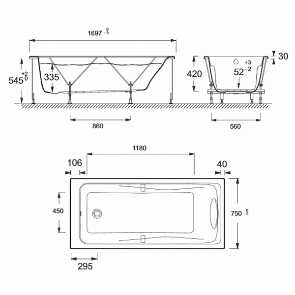 Акриловая ванна Jacob Delafon Odeon Up 170x75 E60491RU-00