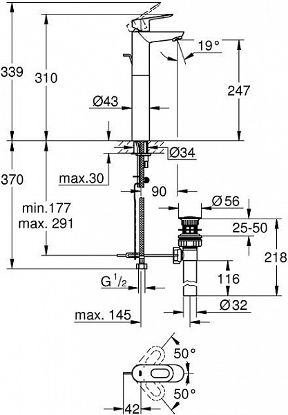 Смеситель для раковины Grohe BauLoop 32856000