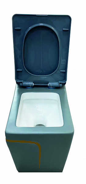 EY-9010 Унитаз -моноблок, с сиденьем термопласт с микролифтом серый/черный