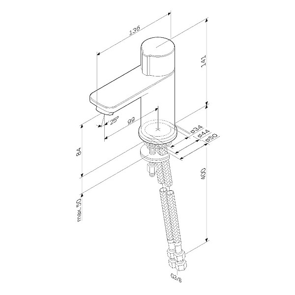 F85A02500 X-Joy, TouchReel смеситель для умывальника, хром, шт.
