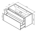 M50AFHX1203GM Inspire V2.0, База под раковину, подвесная, 120 см, 3 ящика, push-to-open, графит мато