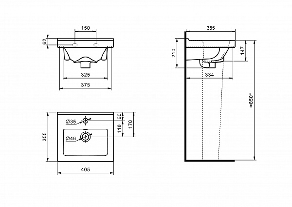 Раковина Santeri Визит 40 с переливом 1.3117.7.S00.11B.0