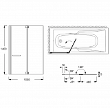 Шторка для ванны с двойной панелью 100x140 см Jacob Delafon Adequation E4931-GA