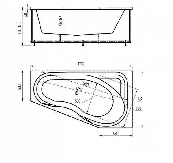 Акриловая ванна Aquatek  Медея 170x95 MED180-0000037 (левая)