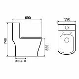 EY-9013 Унитаз -моноблок, с сиденьем термопласт с микролифтом черный/белый
