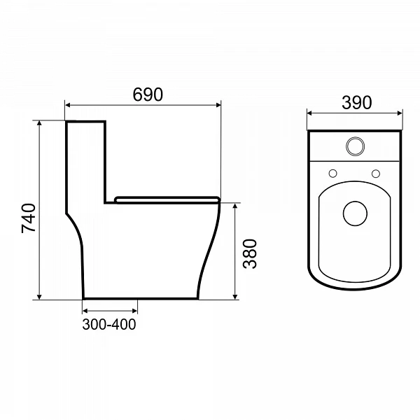 EY-9013 Унитаз -моноблок, с сиденьем термопласт с микролифтом черный/белый