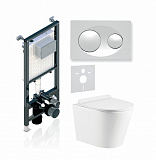 Комплект KOLLER POOL для монтажа  подвесного унитаза: Инсталляция Alcora ST 1200 с клавишей GRACE  White, Унитаз ORION Rimless, сиденье дюропласт: SoftClose, Take Off, антибактериальное покрытие, система «Антивсплеск»