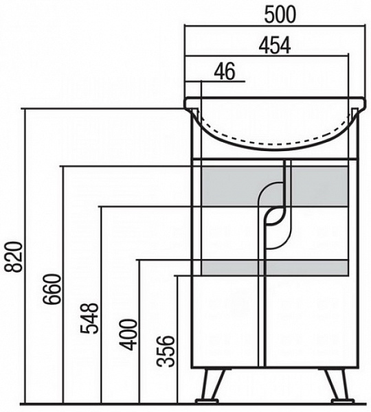 Тумба под раковину Акватон Панда 46 см 1A053701PD010