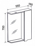 Зеркало со шкафчиком  АГАТА 55 с подсветкой Правое