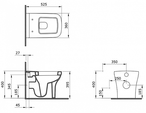 Чаша приставного унитаза Bocchi Firenze 1298-004-0129 черная матовая