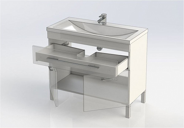 Тумба под раковину Aquanet Верона 100 белый (напольная 1 ящик 2 дверцы) 00182710