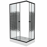 Душ. уголок NG-012-14Q BLACK(1200х800х1950) низкий поддон(13см) стекло МОЗАИКА, 2 места