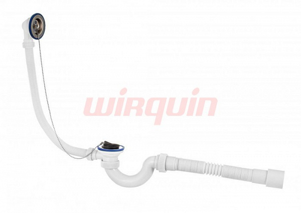 Слив-перелив Wirquin Мини Элит 1½ х 40 мм с нерж. чашками, L800 мм 40 х 40/50 мм, с пробкой на цепочке