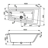Акриловая ванна Vagnerplast Cavallo Offset 160x90 правая VPBA169CAV3PX-04