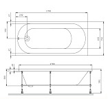 W94A-170-075W-A X-Joy Ванна акриловая 170х75