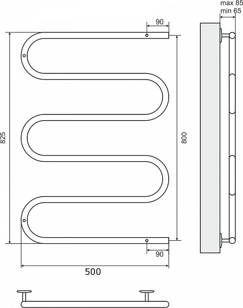 Полотенцесушитель электрический Terminus Ш-образный 500х800