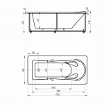 Акриловая ванна Aquatek  Леда 170x80 LED170-0000034