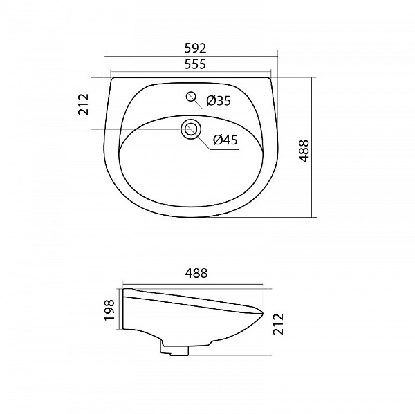 Полукруглая раковина Santek Бриз 60 1WH110466