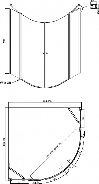 Душевое ограждение Ambassador Nord 13011101