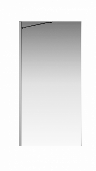 Боковая перегородка Creto Tenta 123-SP-100-C-CH-8 стекло прозрачное EASY CLEAN, профиль хром, 100х200 см