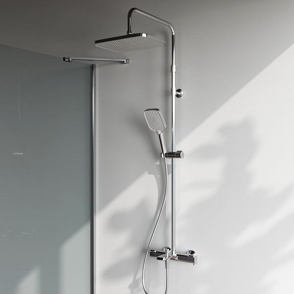 F078F500 Func, душ. система: см-ль д/ванны/душа с ТМС, душ.штанга, верхн. душ квадр., ручн.душ, хром