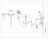 Смеситель для ванны c длинным изливом с аксессуарами Bravat Fit F6135188CP-LB-RUS
