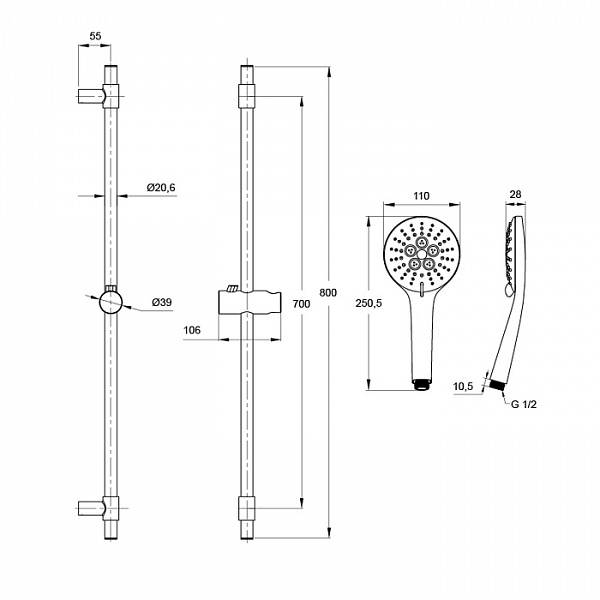 Душевой гарнитур, Torr, IDDIS, TOR3F00i16