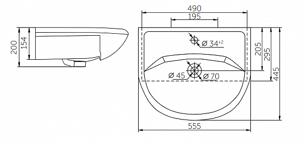 Мебельная раковина Уют 55 Санта