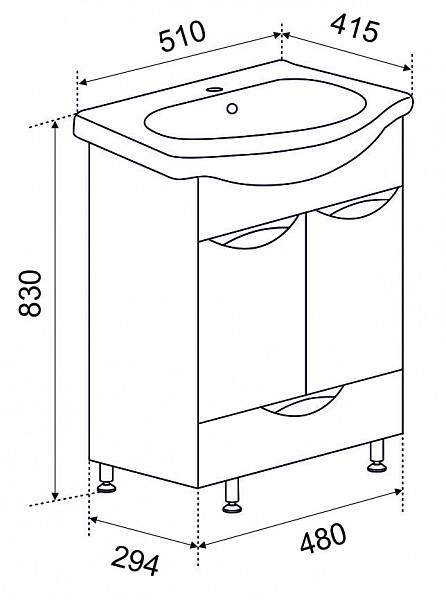 Тумба МИЛЛИ 50 с ящиком под умывальник Уют50
