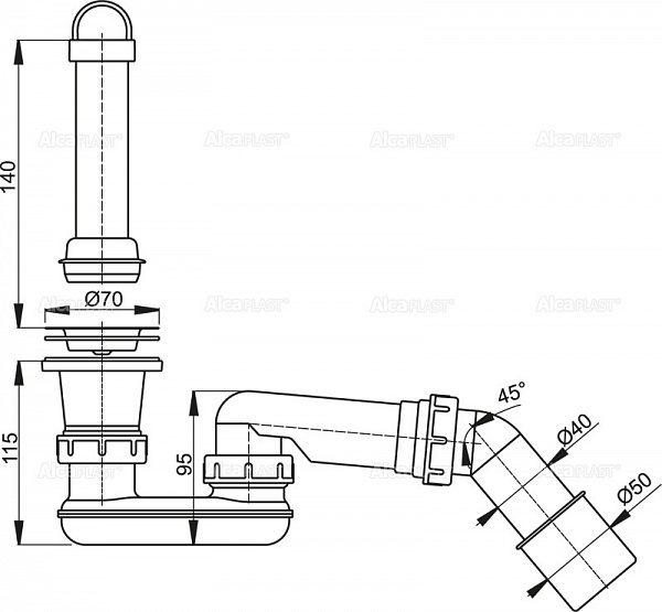 Сифон для душевого поддонa Alcaplast A462-50
