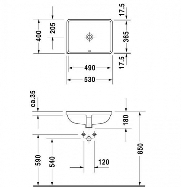Рукомойник Duravit Starck 3 0305490000 встраиваемый
