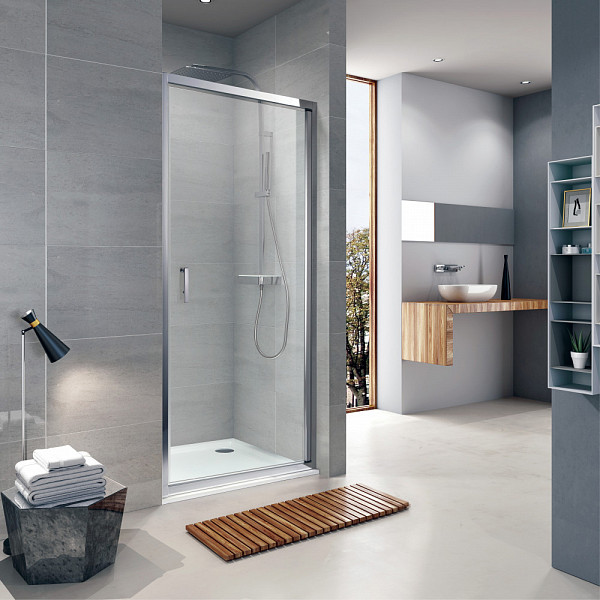 Душевая дверь "KOLLER POOL" одноэлементная  NEON  NS90G  900x1900 не прозрачная Grape 6мм хром