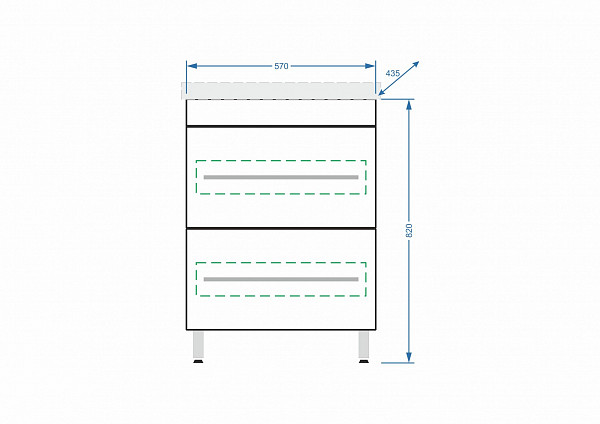 Тумба напольная "Ванесса 60", 2 ящ., Сомо 60