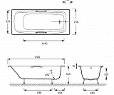 Чугунная ванна Jacob Delafon Diapason 170x75 с отверстиями под ручки E2926-00
