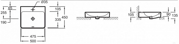 Накладная раковина Jacob Delafon Vox 50х45 см EVE112-00