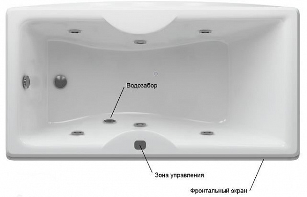 Акриловая ванна Aquatek Феникс 170x75 FEN170-0000089 с гидромассажем (пневмат.), с фронтальным экраном (слив слева)