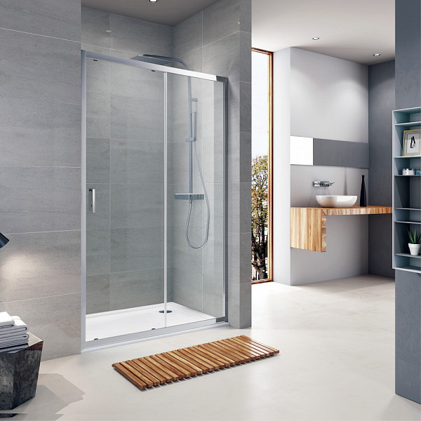 Душевая дверь "KOLLER POOL" двухсекционная  TREND TD120C 120x1900 прозрачная Transparent  6мм CALC FREE хром