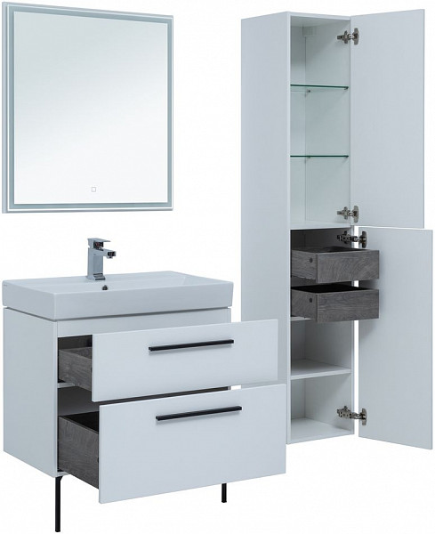 Тумба под раковину Aquanet Nova 75 белый (2 ящика) 00242262