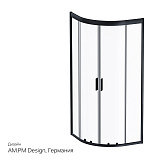 W90G-401-080BT Душевое ограждение Gem 1/4 Rond 80x80 стекло прозрачное, профиль черный матовый, без