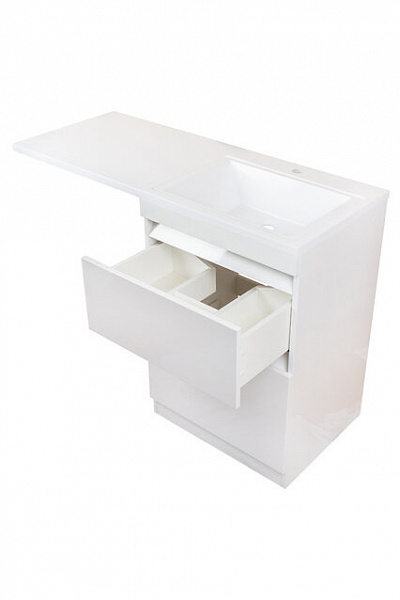 Тумба напольная Style line Даллас 120, 3 ящика, Люкс белая, под раковину, PLUS