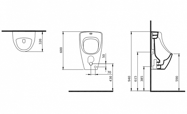 Писсуар подвесной Bocchi Taormina Arch скрытый подвод воды 1383-004-0131 матовый черный