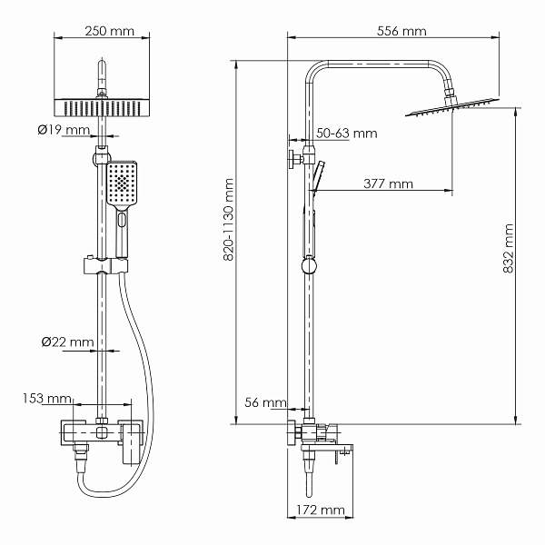 A27701 Душевой комплект со смесителем Wasserkraft