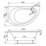Акриловая ванна Vagnerplast Corona 160x100 левая VPBA168CRN3LX-04
