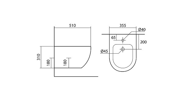 AQ1016-MW ЕВРОПА Биде подвесное 510*355*310, цвет белый матовый